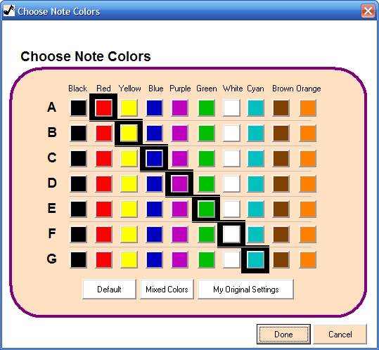 Choose note colors