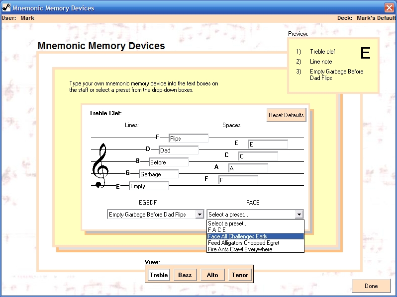 Mnemonic memory devices